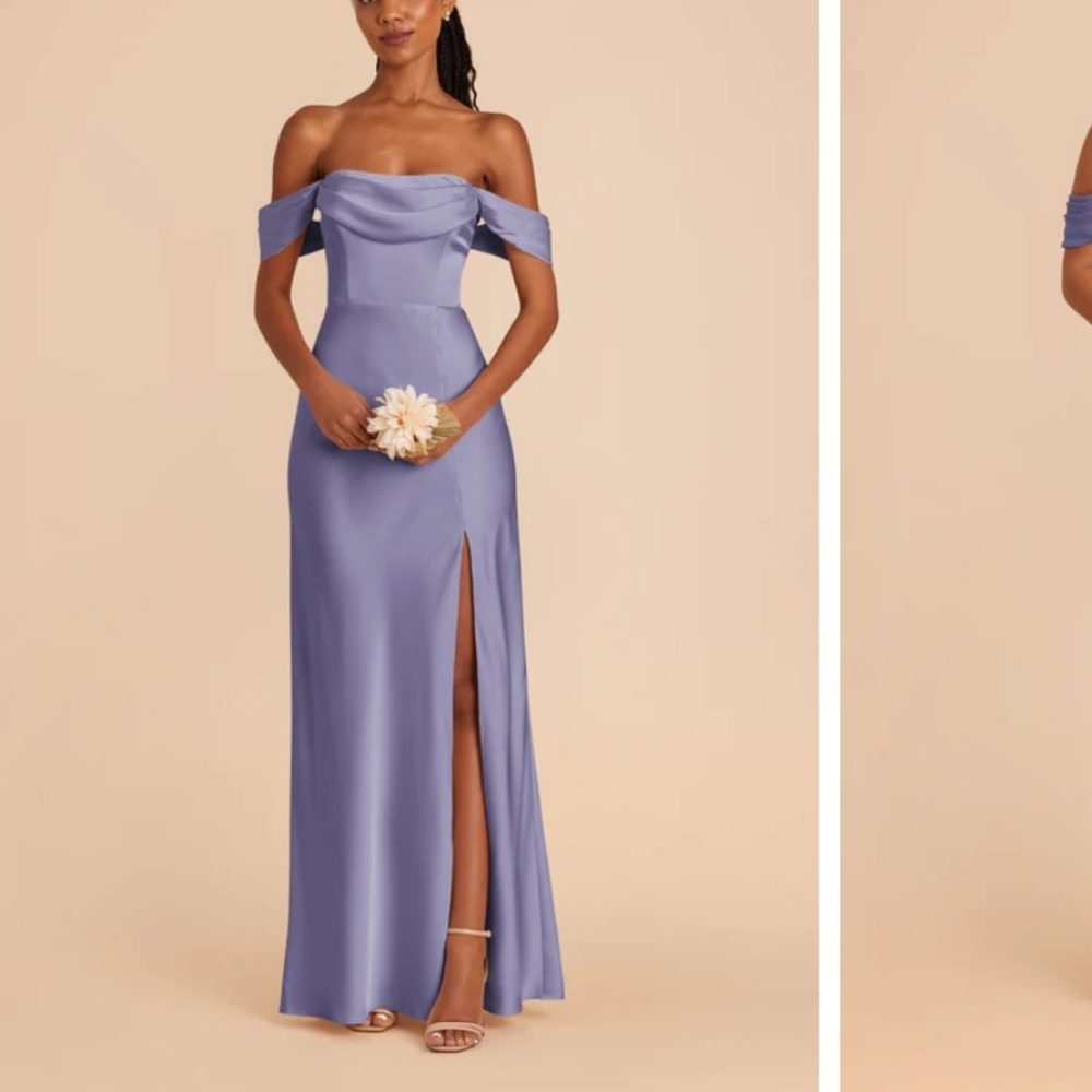Birdy Grey Blue Off-Shoulder Slit Gown Wisteria